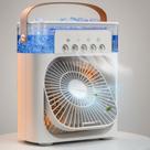 Ventilador de Mesa com Cooler para Gelo Umidificador 4 EM 1 com Filtro Perfumante 3 Velocidades USB