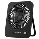 Ventilador de mesa Lerat portátil USB recarregável com LED de 5 velocidades preto