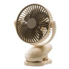 Ventilador de mesa oscilante com clipe USB recarregável cáqui