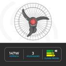 Ventilador de Parede Oscilante Good 60cm Aço Ponente Ventilador de Parede Oscilante Good 60cm Aço Ponente