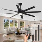 Ventilador de Techo Conciseer 165 cm 24W 8 Aspas Negro con Control Remoto