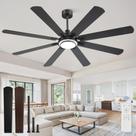 Ventilador de Techo Fanbulous 183 cm Negro 8 Aspas LED con Control Remoto