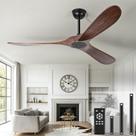 Ventilador de techo Heimo de 60" madera, 3 aspas reversibles con control remoto