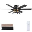 Ventilador de Techo Hounberi 132 cm 6 Palas Motor DC Reversible Negro
