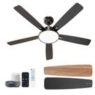 Ventilador de Techo Inteligente TALOYA de 52" Negro con LED y Control Remoto, 5 Aspas