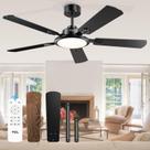 Ventilador de Techo TCL 52" Negro con LED 36W y Control Remoto Reversible DC Ventilador de Techo TCL 52" Negro con LED 36W y Control Remoto Reversible DC