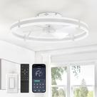 Ventilador de Techo ZMISHIBO 24" con Luz LED, 6 Velocidades y Control Remoto - Blanco