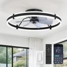 Ventilador de Techo ZMISHIBO 24" con Luz LED, 6 Velocidades y Control Remoto, Negro