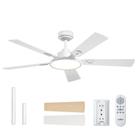 Ventilador de teto adicional de 52 polegadas com luz e controle remoto branco