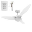 Ventilador de Teto Aliseu Terral com controle remoto e parede - 3 Pás Brancas, com luminária