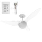 Ventilador de Teto Aliseu Terral com controle remoto e parede - 3 Pás Cristais, com luminária