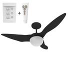 Ventilador de Teto Aliseu Terral com controle remoto e parede - 3 Pás Pretas, com luminária