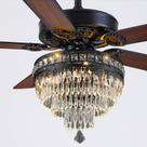 Ventilador de Teto Asyko 157 cm com Luz de Cristal e Controle Remoto