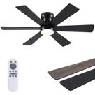 Ventilador de teto Asyko 46" de perfil baixo com luz e controle remoto, preto