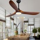 Ventilador de teto AUNLPB 52" de madeira para uso interno/externo com motor DC