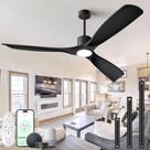 Ventilador de teto BOOSANT 60" Alexa Smart Light 3-Blade Black