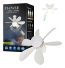 Ventilador De Teto Com 3 Tom Luz 30w Bocal E27 C/ Controle 6 hélices