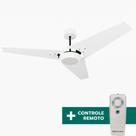 Ventilador de Teto Com Controle Remoto Natuvent Callis Led 3 Pás Madeira Branco