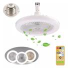 Ventilador de Teto com Lâmpada LED e Controle Remoto Branco e Cinza para Escritório, Quarto, Sala