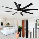 Ventilador de teto Conciseer Modern 183 cm com luzes e controle remoto preto