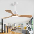 Ventilador de teto Dearnnow 42" Wooden Blades Light Remote
