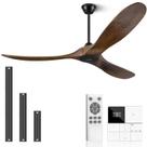 Ventilador de teto Eliora 52" Walnut Wood 3 Blade Outdoor