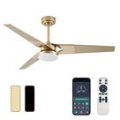 Ventilador de Teto Esiovco 132 cm 3 Pás Dourado com Controle Remoto e App