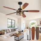 Ventilador de teto Fabbulous de 52 polegadas com luz e controle remoto preto