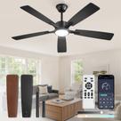 Ventilador de teto Fanbulous 132 cm com luz LED e controle remoto, 6 velocidades