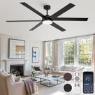 Ventilador de Teto Fanbulous 168 cm com 6 Hélices e Luz Regulável Preto