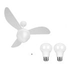 Ventilador De Teto Gale Branco Para 2 Lâmpadas Luxo Ponente + 2 Lâmpada Bulbo 9w Branco frio 6500k