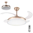 Ventilador de Teto Grande Pa Retratil Luminaria Led 3 em 1 Lampada Controle Casa Escritorio Trabalho Moderno Silencioso