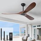 Ventilador de teto heimo 72" Wood, controle remoto interno e externo de 3 pás