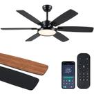 Ventilador de teto Hounberi 52" 6-Blade Remote App LED Light