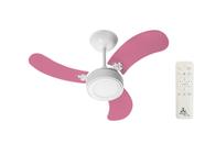 Ventilador de Teto Inverter Led Colors Branco 3 Pás Rosa Bivolt + Controle