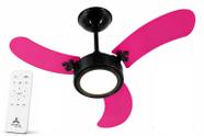 Ventilador de Teto Inverter Led Colors Preto 3 Pás Rosa Bivolt + Controle
