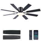 Ventilador de teto JSAITEE 60" preto com luz LED e controle remoto, 6 velocidades