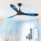 Ventilador de Teto KASASS 132 cm para Área Externa Preto com 3 Pás e Controle Remoto