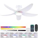 Ventilador de teto Kviflon de 46 polegadas com luzes remotas/controle de aplicativo branco