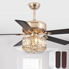 Ventilador de teto Kviflon Farmhouse de 52 polegadas com luz e controle remoto dourado