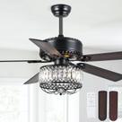 Ventilador de teto Kviflon Farmhouse de 52 polegadas com luz e controle remoto preto