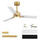 Ventilador de Teto LANMEL 42" Dourado com Luz e 6 Velocidades Controle Remoto