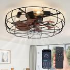 Ventilador de teto LEDIARY 23" Caged Flush Mount Remote