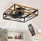Ventilador de teto LEDIARY 23" Square Caged Rustic com controle remoto Ventilador de teto LEDIARY 23" Square Caged Rustic com controle remoto