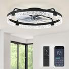 Ventilador de teto LEDIARY 24" Black Dimmable Light Remote