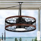 Ventilador de teto LEDIARY Outdoor com luz e controle remoto 50cm 6 velocidades