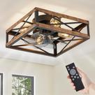 Ventilador de teto LEDIARY Rustic Square Caged Light Remote de 6 velocidades