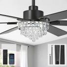 Ventilador de Teto Lustre Fanyamei 52 polegadas com Luz e Controle Remoto Preto Ventilador de Teto Lustre Fanyamei 52 polegadas com Luz e Controle Remoto Preto