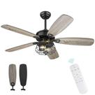 Ventilador de teto Melkelen MK03-BK 132cm, controle remoto de madeira rústica Ventilador de teto Melkelen MK03-BK 132cm, controle remoto de madeira rústica