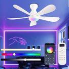 Ventilador de Teto NKPU 42" (107cm) com Luzes e Controle Remoto RGB